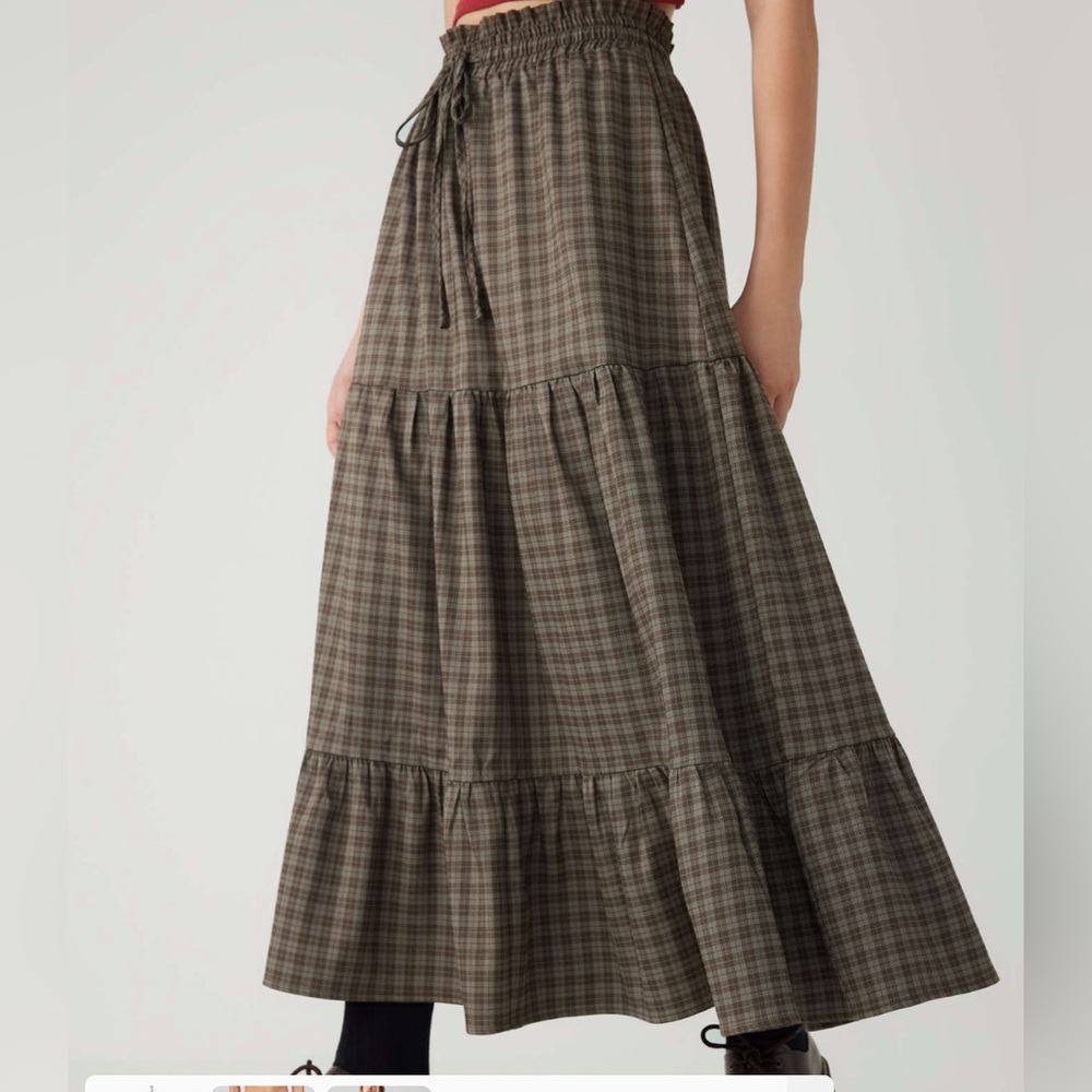 Cider Chocolate Gingham Maxi Skirt